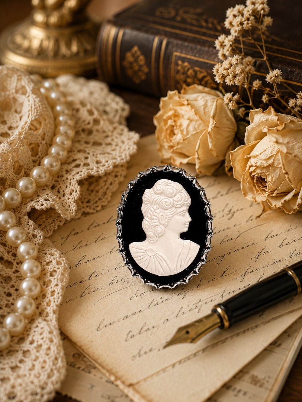 Cameo Brooch | Victorian Lady Portrait Pin